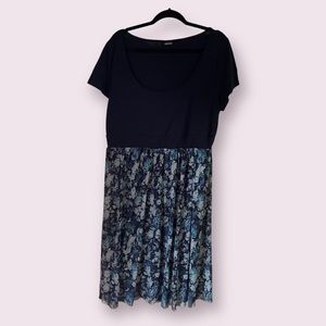 Blue Cap Sleeve Floral Dress